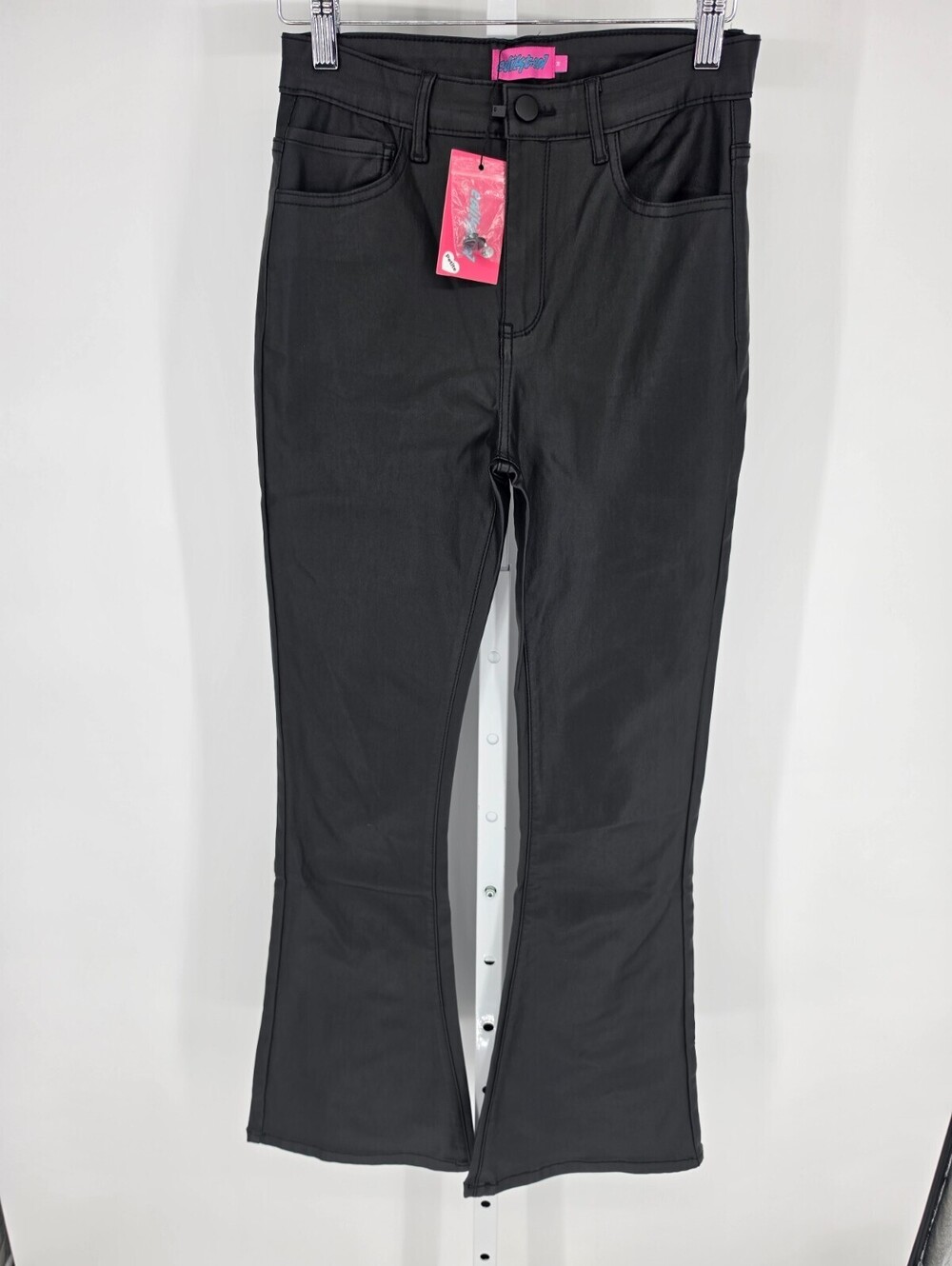 Edikted Womens Sz M Flare Leg Faux Leather Pants Black NEW